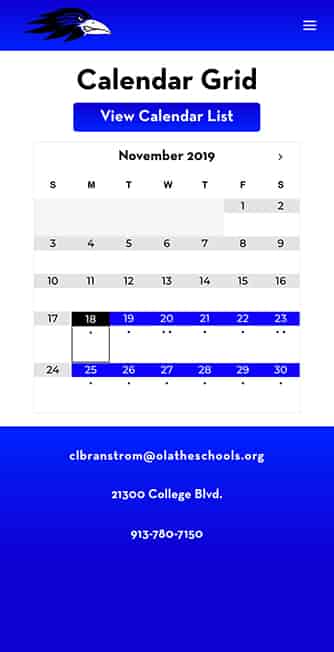 Calender Grid Screenshot
